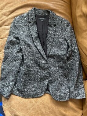 Ann Taylor Gray and Black Tweed Blazer
